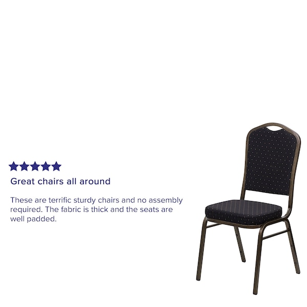Flash Furniture Hercules Banquet Chair, Black Back, 17-1/4 in W 20-1/4" L 38" H, Fixed, Fabric Seat - FD-C01-GOLDVEIN-S0806-GG
