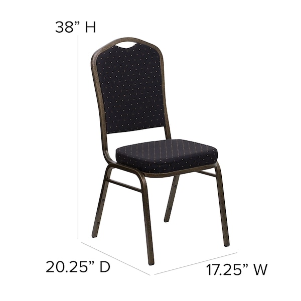 Flash Furniture Hercules Banquet Chair, Black Back, 17-1/4 in W 20-1/4" L 38" H, Fixed, Fabric Seat - FD-C01-GOLDVEIN-S0806-GG