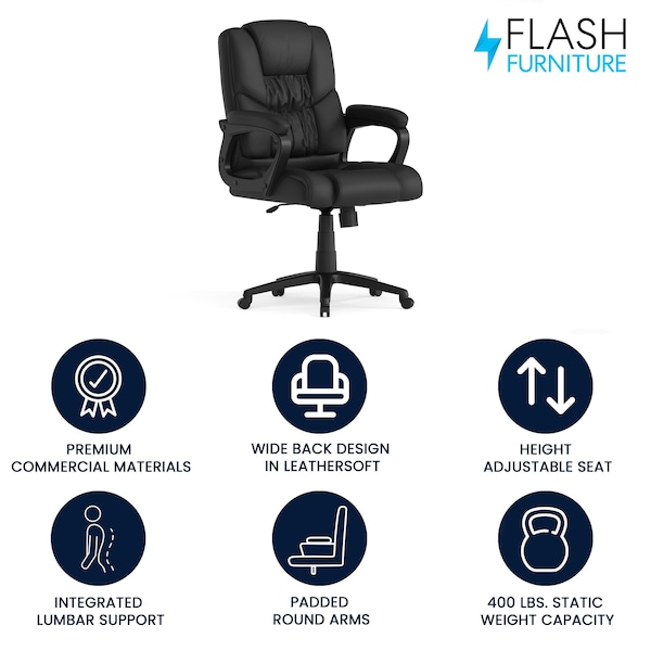 Flash Furniture Black Big & Tall Leather Chair - CX-1179H-BK-GG