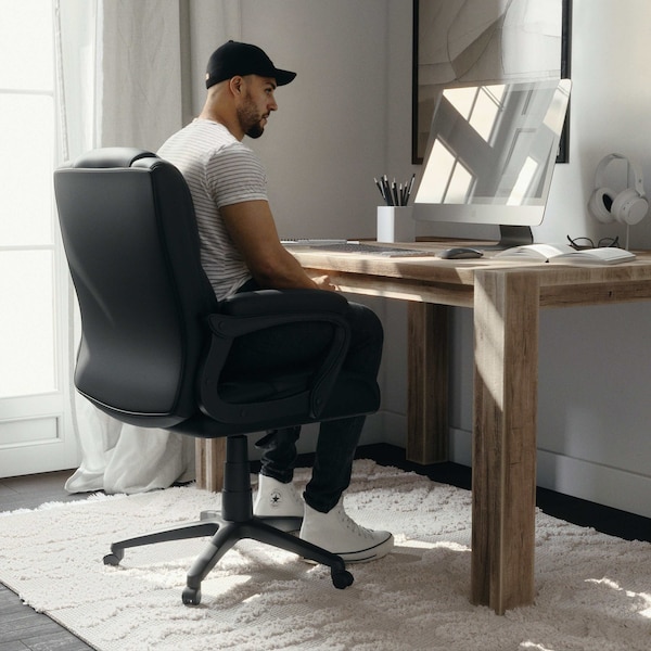 Flash Furniture Black Big & Tall Leather Chair - CX-1179H-BK-GG