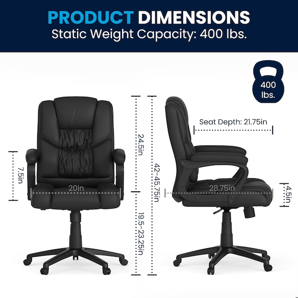Flash Furniture Black Big & Tall Leather Chair - CX-1179H-BK-GG