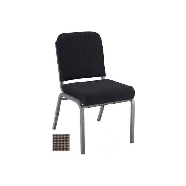 Kfi Stacking Chair with Front Roll - Armless - 2" Brown Fabric/Silver Vein Steel Frame - FR1020-SV-1102