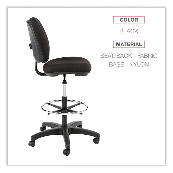 Alera Drafting Chairs, Acrylic, 24" to 34-1/2" Height, No Arms, Black - ALEIN4611