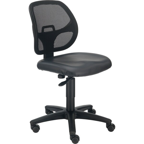 Global Industrial Armless Mesh Back Office Chair, Vinyl, Black - 695644V