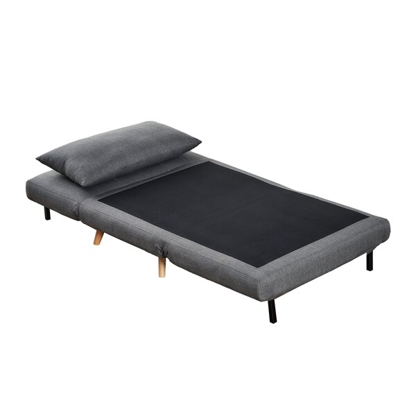 Flash Furniture Shaw Convertible Tri-Fold Sleeper Chair w/ Pillow, Channel Stitching and Hideaway Legs in Dark Gray - BO-BS-BS031-DKGRY-GG