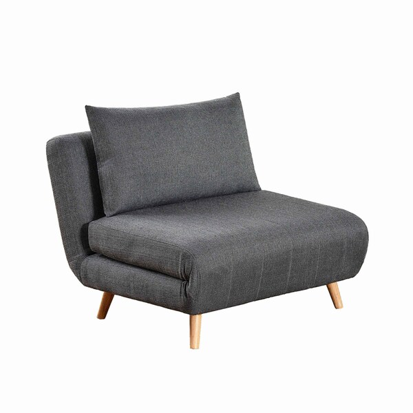 Flash Furniture Shaw Convertible Tri-Fold Sleeper Chair w/ Pillow, Channel Stitching and Hideaway Legs in Dark Gray - BO-BS-BS031-DKGRY-GG