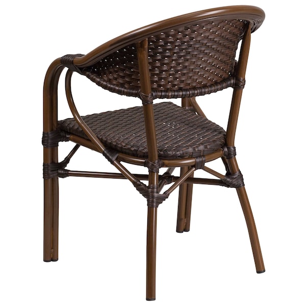 Flash Furniture 3PK Dark Brown Rattan Patio Chair with Red Frame - 3-SDA-AD642003R-2-GG