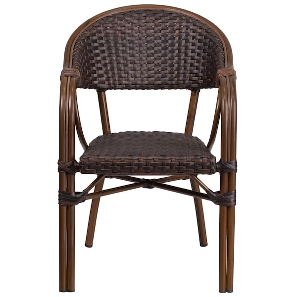 Flash Furniture 3PK Dark Brown Rattan Patio Chair with Red Frame - 3-SDA-AD642003R-2-GG