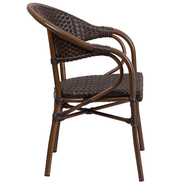 Flash Furniture 3PK Dark Brown Rattan Patio Chair with Red Frame - 3-SDA-AD642003R-2-GG