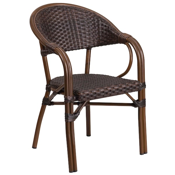 Flash Furniture 3PK Dark Brown Rattan Patio Chair with Red Frame - 3-SDA-AD642003R-2-GG