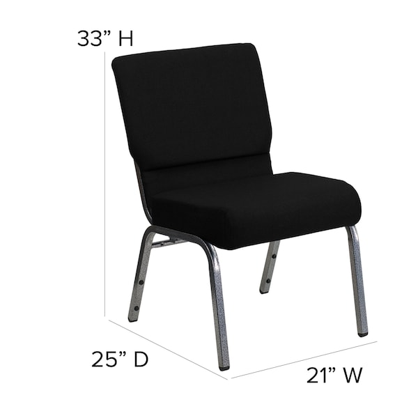Flash Furniture Black Fabric Church Chair - 4-XU-CH0221-BK-SV-GG