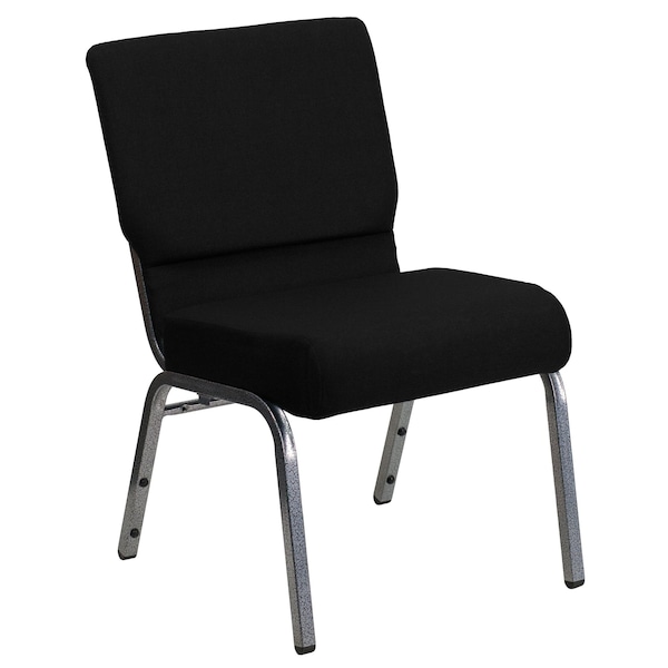 Flash Furniture Black Fabric Church Chair - 4-XU-CH0221-BK-SV-GG
