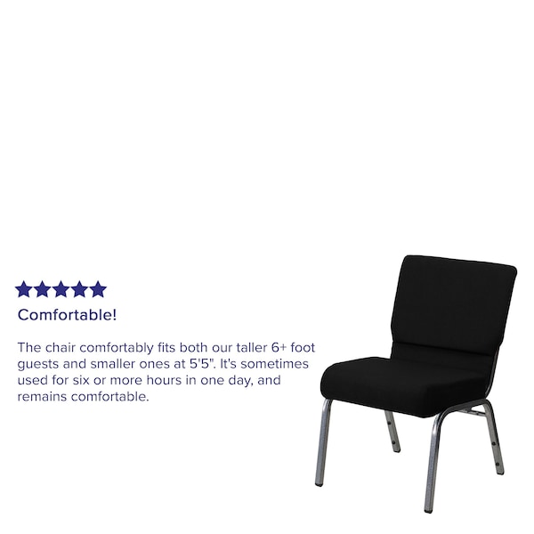 Flash Furniture Black Fabric Church Chair - 4-XU-CH0221-BK-SV-GG