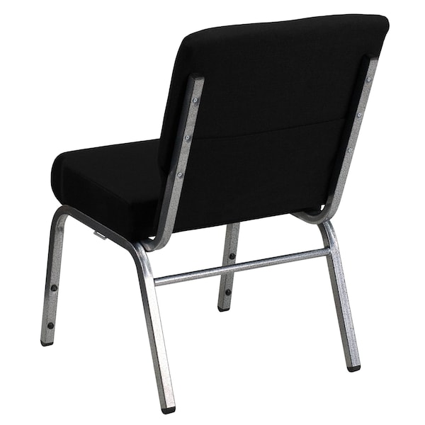 Flash Furniture Black Fabric Church Chair - 4-XU-CH0221-BK-SV-GG