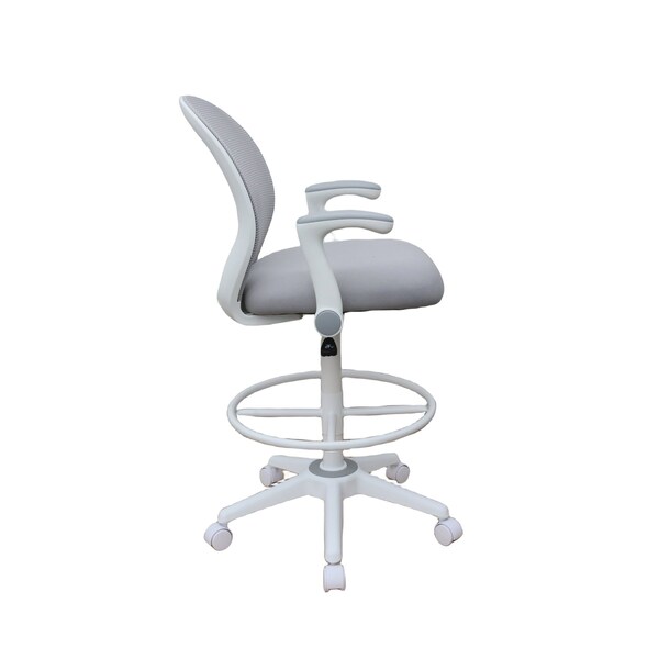Boss Office Products Deluxe Task Chair, Black Frame, Black Mesh and Fabric with Flip Arms - B6366BK-BK