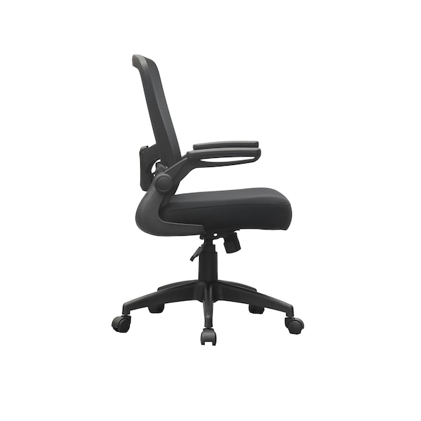 Boss Office Products Deluxe Task Chair, Black Frame, Black Mesh and Fabric with Flip Arms - B6366BK-BK
