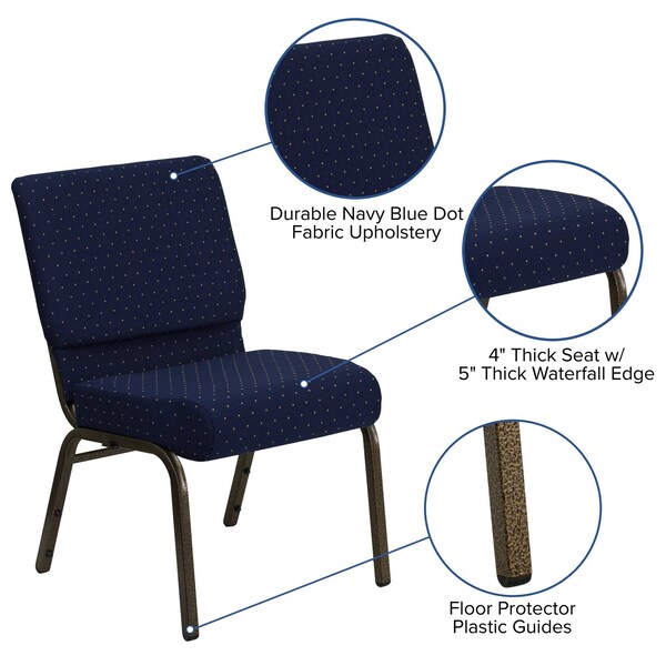 Flash Furniture Hercules Church Chair, Blue Back, 21-1/4 in W 25" L 33" H, Fabric Seat - FD-CH0221-4-GV-S0810-GG