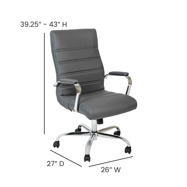 Flash Furniture High Back Gray/Chrome LeatherSoft Executive Swivel Chair - GO-2286H-GR-GG