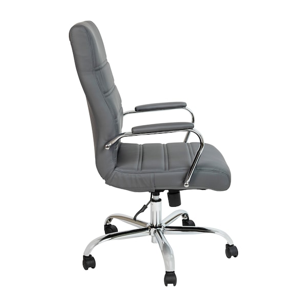 Flash Furniture High Back Gray/Chrome LeatherSoft Executive Swivel Chair - GO-2286H-GR-GG