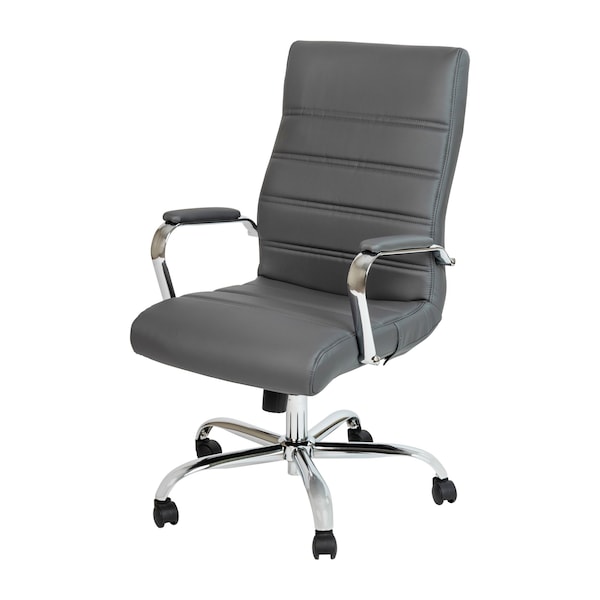 Flash Furniture High Back Gray/Chrome LeatherSoft Executive Swivel Chair - GO-2286H-GR-GG