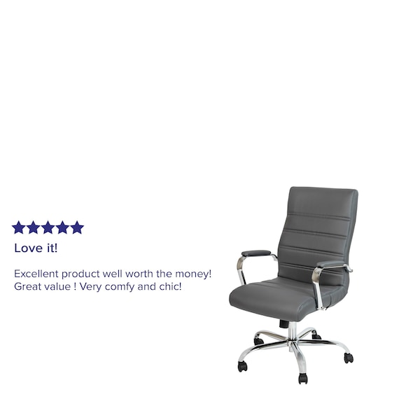 Flash Furniture High Back Gray/Chrome LeatherSoft Executive Swivel Chair - GO-2286H-GR-GG