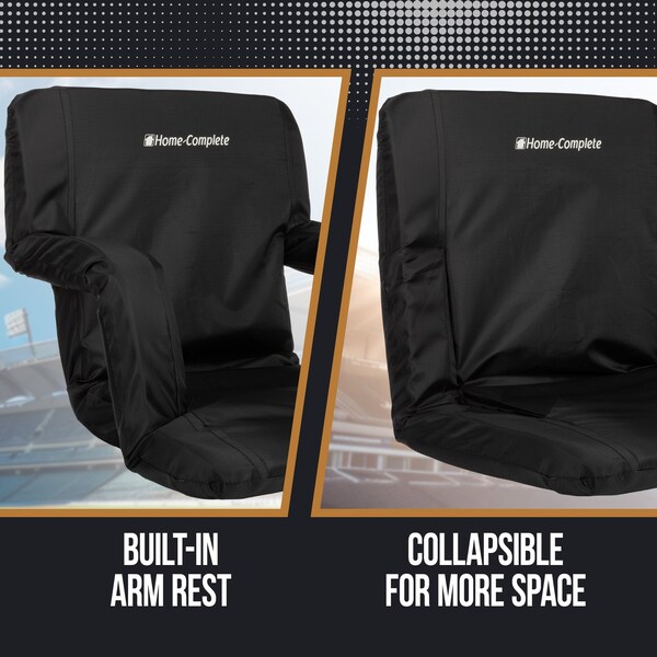 Home-Complete Stadium Seat 2-Pack with Padded Back Support, Armrests, and Portable Straps by, 2PK - 204886GNW