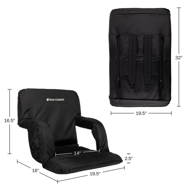 Home-Complete Stadium Seat 2-Pack with Padded Back Support, Armrests, and Portable Straps by, 2PK - 204886GNW