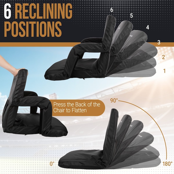 Home-Complete Stadium Seat 2-Pack with Padded Back Support, Armrests, and Portable Straps by, 2PK - 204886GNW