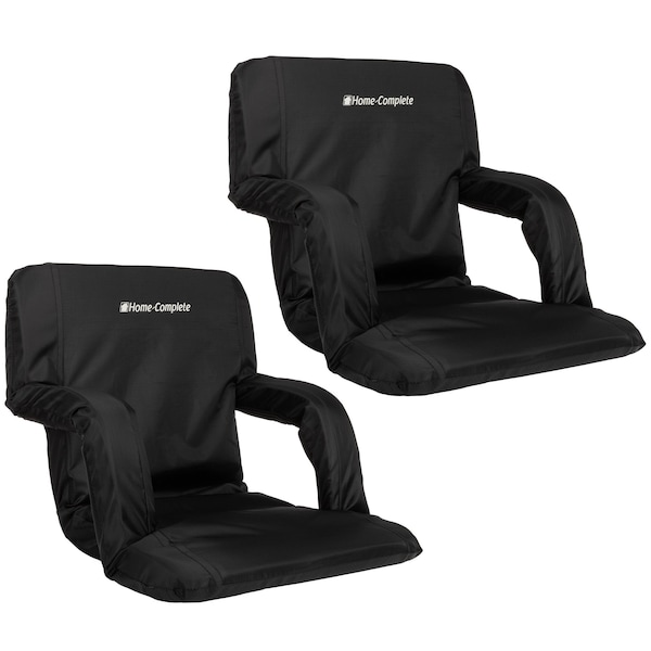 Home-Complete Stadium Seat 2-Pack with Padded Back Support, Armrests, and Portable Straps by, 2PK - 204886GNW