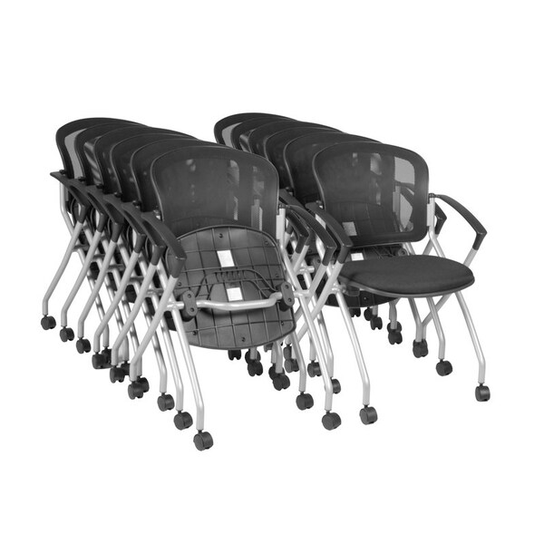 Regency Regency Cadence Flexible High Back with Padded Fabric Seat Nesting Chair (12 pack)- Black - 2309BK12PK