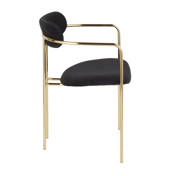 Lumisource Demi Chair in Gold Metal and Black Velvet, PK 2 - CH-DEMI AUVBK2