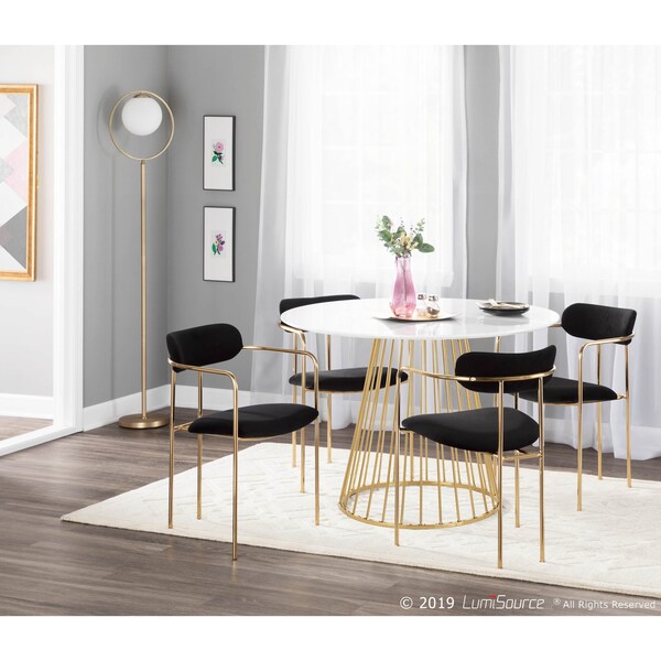 Lumisource Demi Chair in Gold Metal and Black Velvet, PK 2 - CH-DEMI AUVBK2