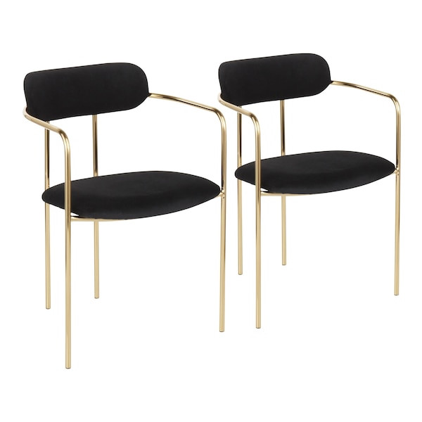 Lumisource Demi Chair in Gold Metal and Black Velvet, PK 2 - CH-DEMI AUVBK2