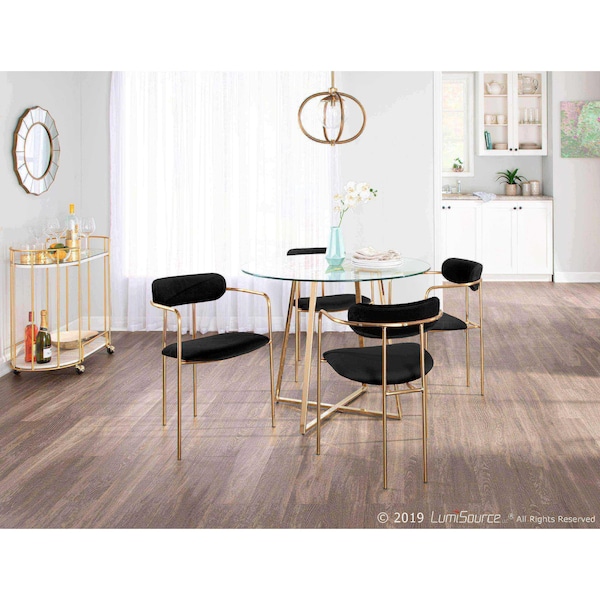 Lumisource Demi Chair in Gold Metal and Black Velvet, PK 2 - CH-DEMI AUVBK2