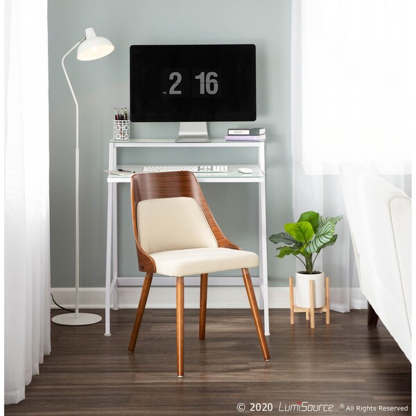 Lumisource Anabelle Dining/Accent Chair in Walnut and Cream Fabric - CH-ANBEL WL+CR