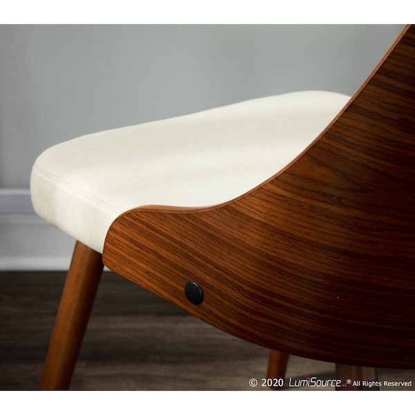 Lumisource Anabelle Dining/Accent Chair in Walnut and Cream Fabric - CH-ANBEL WL+CR