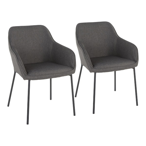 Lumisource Daniella Dining Chair in Black Metal and Charcoal Fabric, PK 2 - DC-DANIELLA BKCHAR2