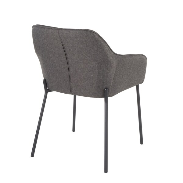 Lumisource Daniella Dining Chair in Black Metal and Charcoal Fabric, PK 2 - DC-DANIELLA BKCHAR2