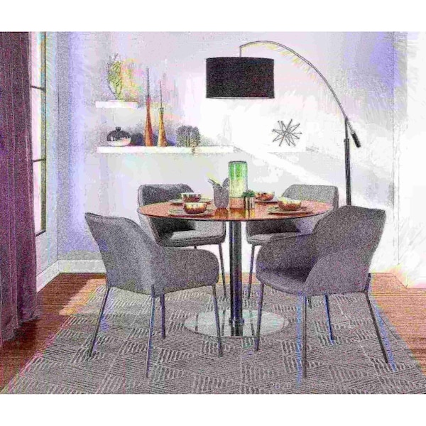 Lumisource Daniella Dining Chair in Black Metal and Charcoal Fabric, PK 2 - DC-DANIELLA BKCHAR2