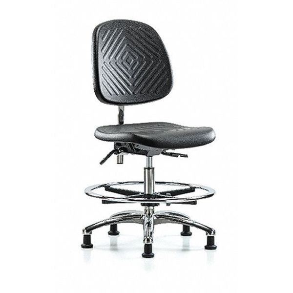 Zoro Select Clean Room Chair Ergonomic Chair, No Arms, 20-1/4" to 28" Height, Polyurethane, Black - BR-NCR-PMBCH-MB-CR-T1-A0-CF-RG-BLK