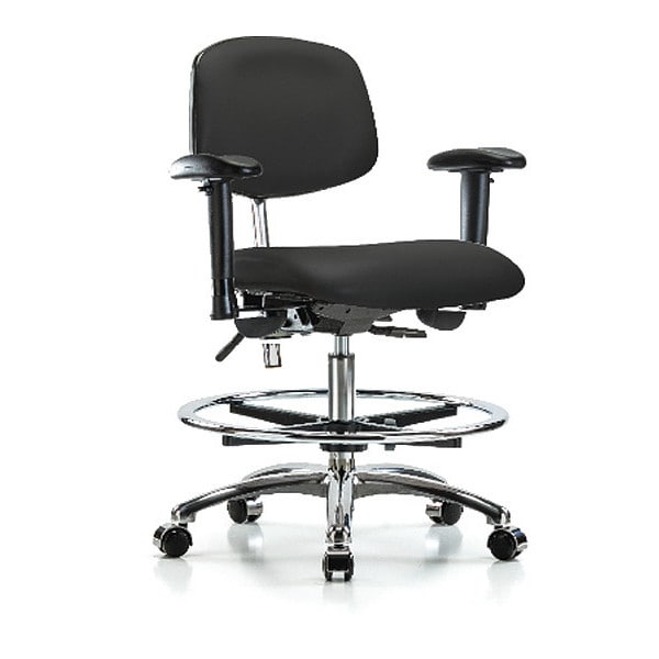 Zoro Select Clean Room Chair Ergonomic Chair, Adjustable Arms, 21-1/2" to 29" Height, Vinyl, Black - BR-NCR-VMBCH-CR-T0-A1-CF-CC-8540