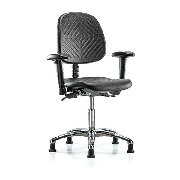 Blue Ridge Ergonomics Desk Chair Dsk Chair, Med, Poly, Bk Chr, Tilt AA, Glides, Adjustable Arms, 17" to 22" Height - BR-PDHCH-MB-CR-T1-A1-RG