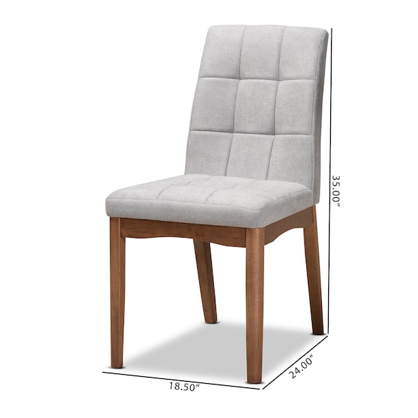 Baxton Studio Tara Mid-Century Transitional Light Grey Fabric and Walnut Brown Finished Wood 2-PC Dining Chair Set - 186-11673-ZORO