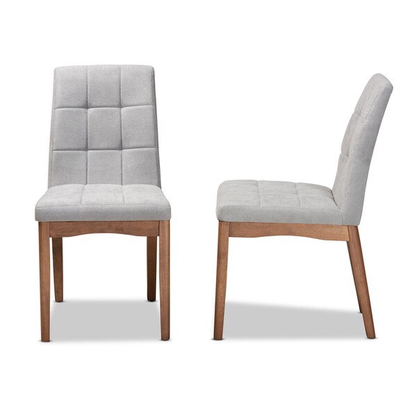 Baxton Studio Tara Mid-Century Transitional Light Grey Fabric and Walnut Brown Finished Wood 2-PC Dining Chair Set - 186-11673-ZORO