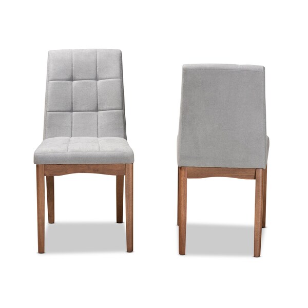 Baxton Studio Tara Mid-Century Transitional Light Grey Fabric and Walnut Brown Finished Wood 2-PC Dining Chair Set - 186-11673-ZORO
