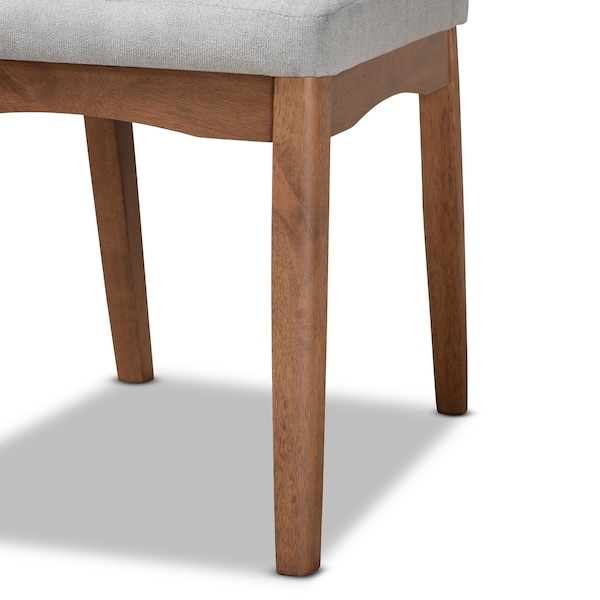 Baxton Studio Tara Mid-Century Transitional Light Grey Fabric and Walnut Brown Finished Wood 2-PC Dining Chair Set - 186-11673-ZORO
