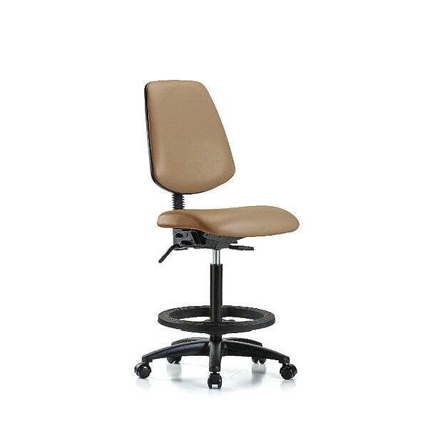 Blue Ridge Ergonomics High Bench Chair No Arms, 26" to 35" Height, Vinyl, Taupe - BR-VHBCH-MB-RG-T0-A0-BF-RC-8584