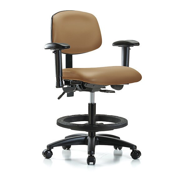 Blue Ridge Ergonomics Medium Bench Chair Chair, Vin, Med Ben, Tilt AA BF Cast, Taupe, Adjustable Arms, 22" to 29" Height - BR-VMBCH-RG-T1-A1-BF-RC-8584