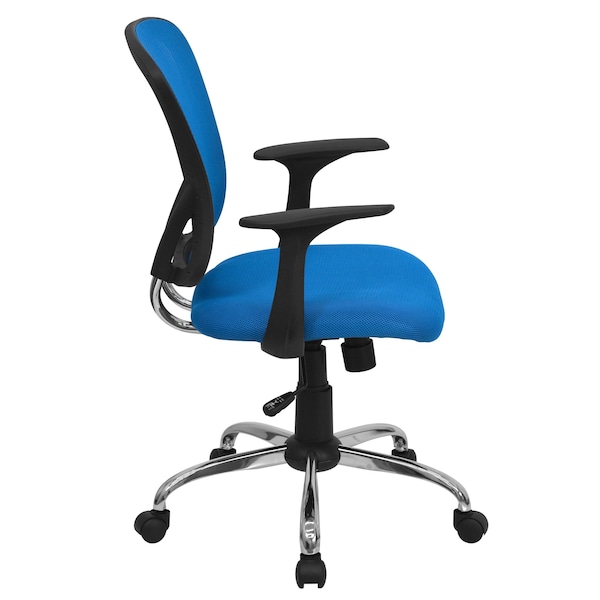 Flash Furniture Mesh Task Chair, 22-, Adjustable, Back, Seat: Blue; Frame: Gray - H-8369F-BL-GG