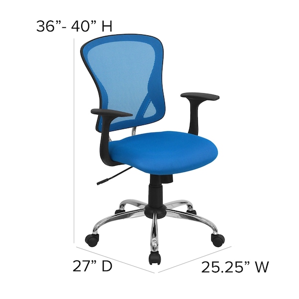 Flash Furniture Mesh Task Chair, 22-, Adjustable, Back, Seat: Blue; Frame: Gray - H-8369F-BL-GG